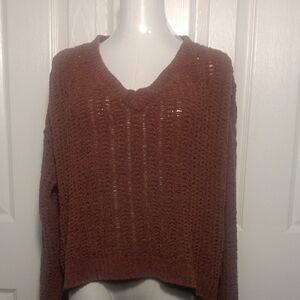 Love Tree Cozy Knit Dusty Rose V-Neck Sweater